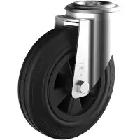 Standard Rubber Black Rolle mit Rückenlochbefestigung GK R 4/200/50R Rad - Ø 200 mm  Artikel-Nr.: WIC-161715N