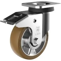 Wicke Topthane 92 Shore A Rolle mit Plattenbefestigung PE LLG 03/125/40K-FSTF Rad-Ø 125 mm  Artikel-Nr.: WIC-204205