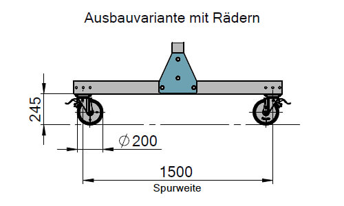 Abmessungen des Wimag Alu-Portalkran Alu-Ruck-Zuck Ausbauvariante mit Rädern