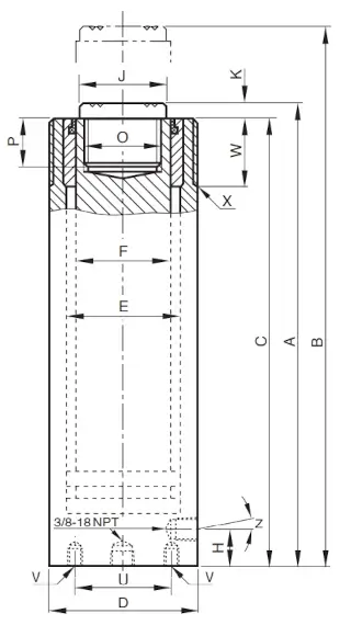 Abmessungen Hydraulikzylinder YS