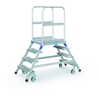 Zarges Podesttreppe, fahrbar, mit Stahl-Gitterrost-Stufen  Plattformhöhe 0.96 m  Artikel-Nr.: Z41962