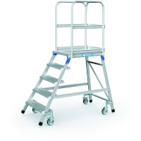 Podesttreppe, fahrbar, einseitig begehbar, mit Leichtmetall-Stufen und Plattform Nr. 41973 Plattformhöhe 1.20 m  Artikel-Nr.: Z41973