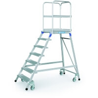 Podesttreppe, fahrbar, einseitig begehbar, mit Leichtmetall-Stufen und Plattform Nr. 41975 Plattformhöhe 1.68 m  Artikel-Nr.: Z41975