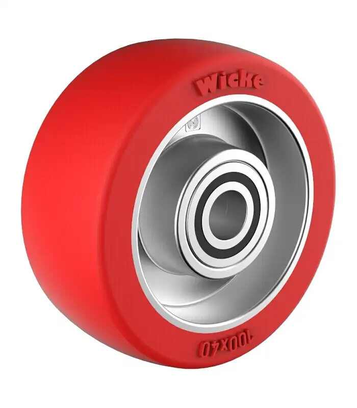 Redthane 75 Shore A Rad mit Aluminiumfelge TE 100/40-75/2K Ansicht 1 Redthane 75 Shore A Rad mit Aluminiumfelge TE 100/40-75/2K Ansicht 2