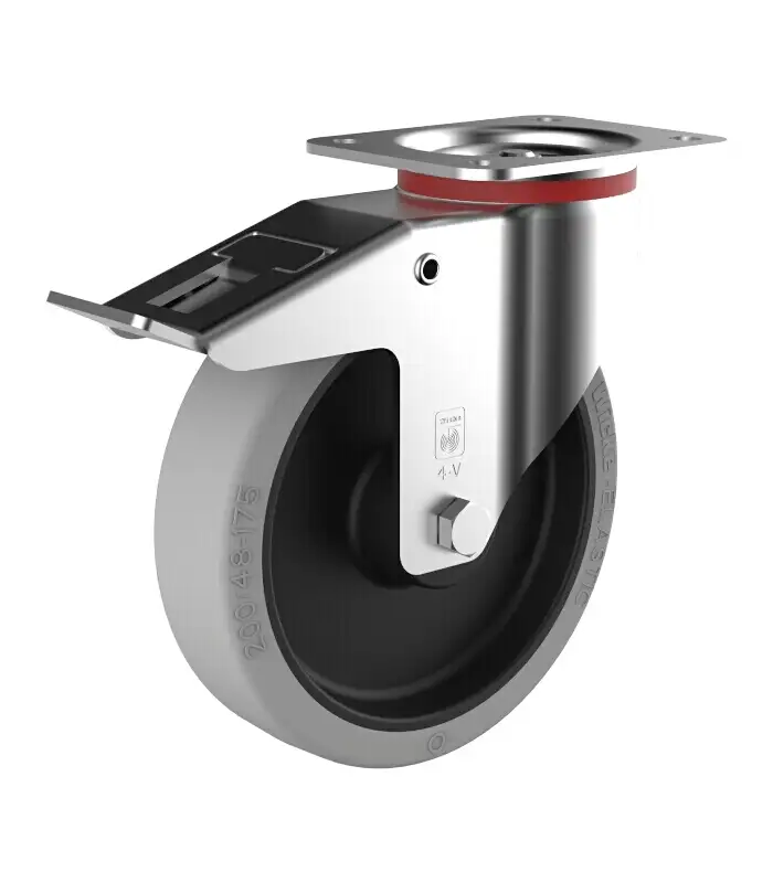 ELASTIC grey Rolle mit Plattenbefestigung WN L 4/200/48R-V-FSTF Ansicht 1 ELASTIC grey Rolle mit Plattenbefestigung WN L 4/200/48R-V-FSTF Ansicht 2