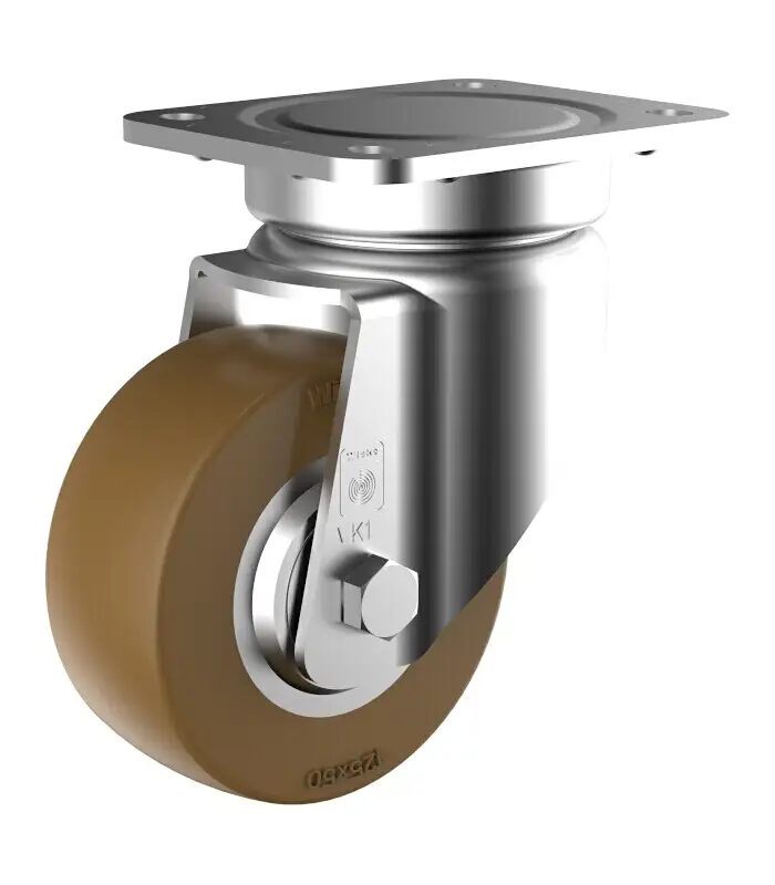 Wicke Topthane 92 Shore A Schwerlast-Rolle mit Plattenbefestigung PE 1248 125 mm