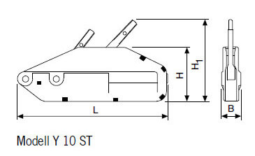 Maßzeichnung Yale Seilzug Yaletrac 1000 kg