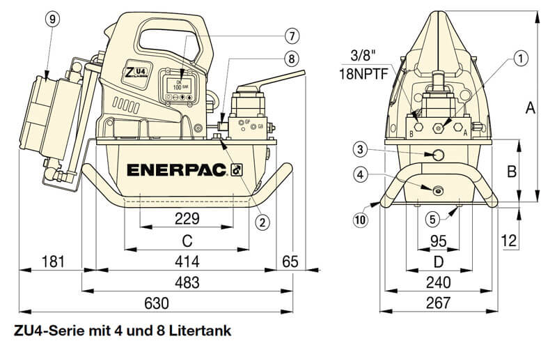 Enerpac Elektropumpe ZU4 308KE Zeichnung 2