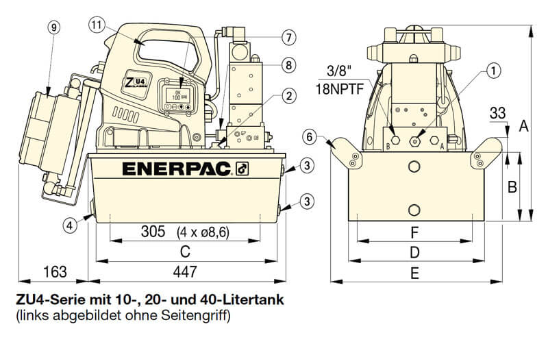 Enerpac Elektropumpe ZU4 204RE Zeichnung 3