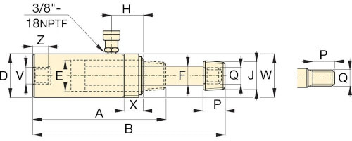 Abmessungen des Zugzylinders BRC von Enerpac