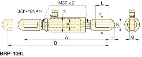 Abmessungen des Zugzylinders BRP von Enerpac